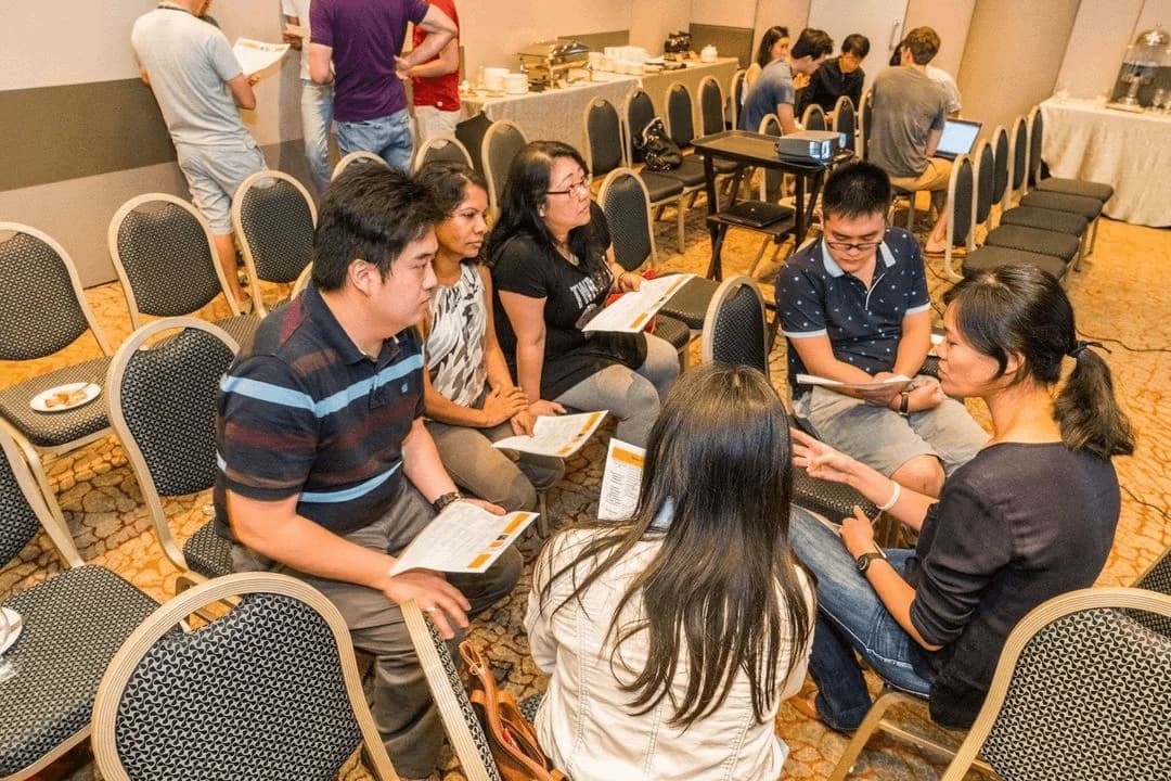 Participants working together at an Apart Sprint local event
